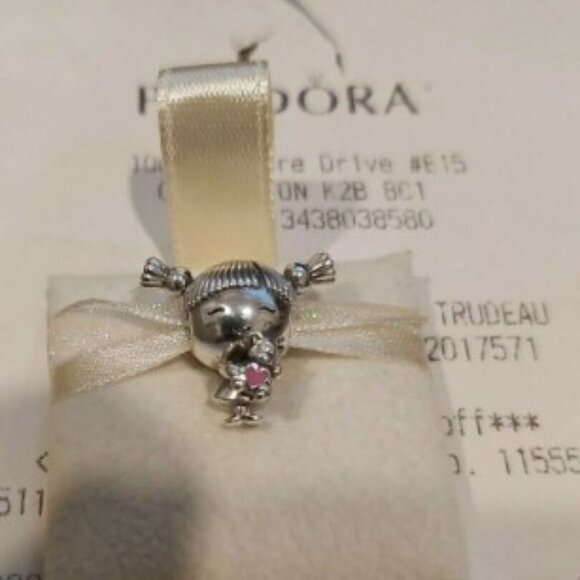 Authentic PANDORA Sterling Silver Little Girl with Pigtails Charm 798016EN160 - Picture 5 of 7